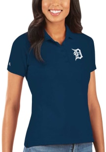 Antigua Detroit Tigers Womens Navy Blue Legacy Pique Short Sleeve Polo Shirt