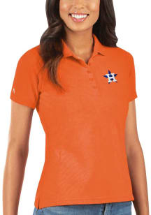 Antigua Houston Astros Womens Orange Legacy Pique Short Sleeve Polo Shirt