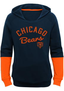 Chicago Bears Girls Navy Blue Game Day Long Sleeve Hooded Sweatshirt