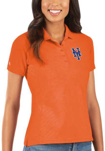 Antigua New York Mets Womens Orange Legacy Pique Short Sleeve Polo Shirt