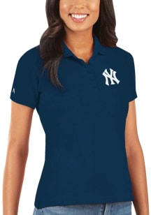 Antigua New York Yankees Womens Navy Blue Legacy Pique Short Sleeve Polo Shirt