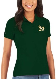 Antigua Oakland Athletics Womens Green Legacy Pique Short Sleeve Polo Shirt