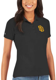 Antigua San Diego Padres Womens Black Legacy Pique Short Sleeve Polo Shirt