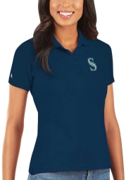 Antigua Seattle Mariners Womens Navy Blue Legacy Pique Short Sleeve Polo Shirt
