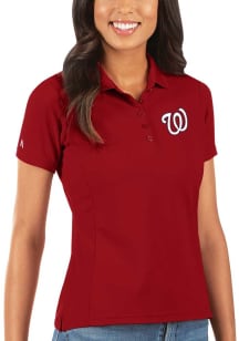 Antigua Washington Nationals Womens Red Legacy Pique Short Sleeve Polo Shirt