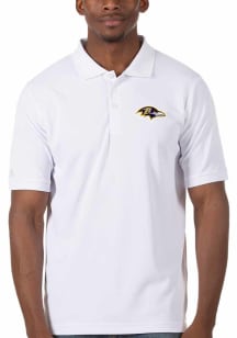 Antigua Baltimore Ravens Mens White Legacy Pique Short Sleeve Polo