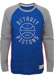 Detroit Pistons Youth Blue Basketball Roots Long Sleeve Fashion T-Shirt