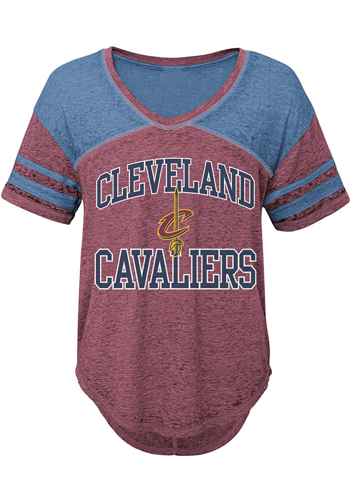 Cleveland Cavaliers Junior Fit Red Vintage V-Neck T-Shirt