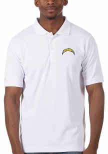 Antigua Los Angeles Chargers Mens White Legacy Pique Short Sleeve Polo