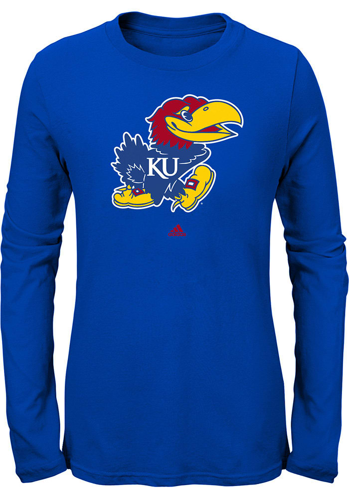 Kansas Jayhawks Girls Blue Her Full Color Long Sleeve T-shirt
