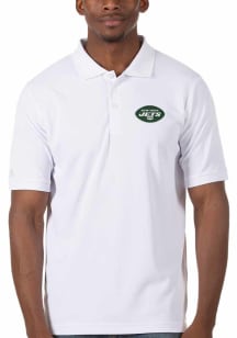 Antigua New York Jets Mens White Legacy Pique Short Sleeve Polo