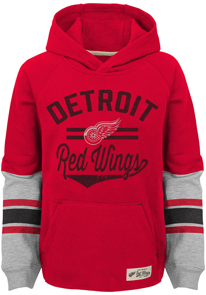 Detroit Red Wings Boys Red Heroic Long Sleeve Hooded Sweatshirt