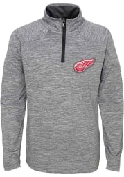 Detroit Red Wings Kids Grey Mid-Season Long Sleeve Quarter Zip Shirt