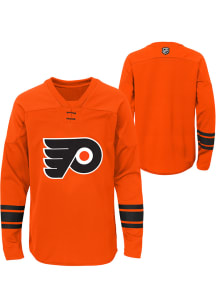 Philadelphia Flyers Youth Orange Shattered Ice Long Sleeve Crew Sweatshirt