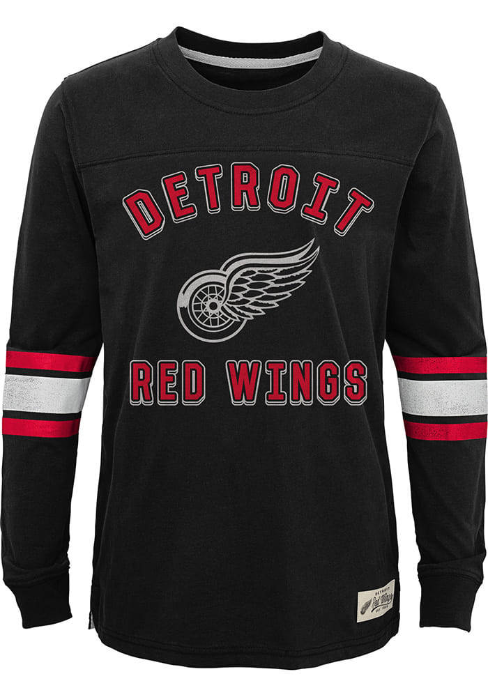 Detroit Red Wings Youth Red Historical Long Sleeve Crew Sweatshirt