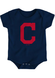 Cleveland Indians Baby Navy Blue Primary Short Sleeve One Piece