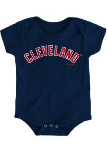 Cleveland Indians Baby Navy Blue Wordmark Short Sleeve One Piece
