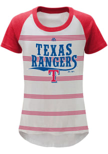 Texas Rangers Girls White Pin Stripes Short Sleeve Tee