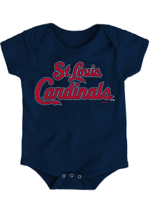 St Louis Cardinals Baby Navy Blue Road Wordmark Short Sleeve One Piece