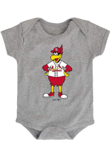 St Louis Cardinals Baby Grey Mascot Short Sleeve One Piece