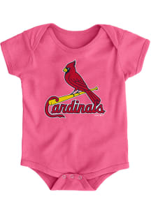 St Louis Cardinals Baby Pink Primary Short Sleeve One Piece