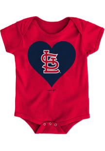 St Louis Cardinals Baby Red Heart Short Sleeve One Piece