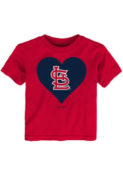 St Louis Cardinals Toddler Girls Red Heart Short Sleeve T-Shirt