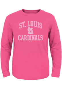 St Louis Cardinals Toddler Girls Pink #1 Design Long Sleeve T Shirt