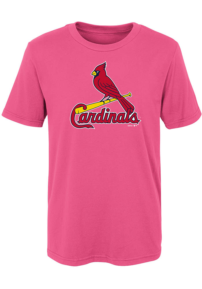 Outerstuff St Louis Cardinals Girls Pink Primary Short Sleeve T-Shirt, Pink, 100% Cotton, Size 4, Rally House