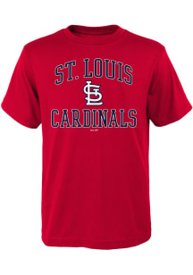 St Louis Cardinals Youth Red #1 Design Short Sleeve T-Shirt