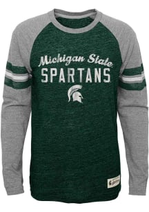 Michigan State Spartans Youth Green Pride Raglan Long Sleeve Fashion T-Shirt