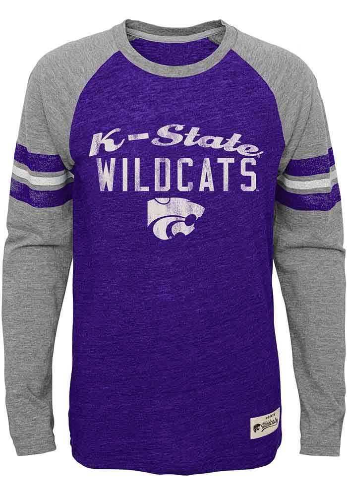 K-State Wildcats Youth Purple Pride Raglan Long Sleeve Fashion T-Shirt