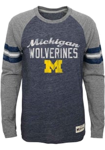 Michigan Wolverines Youth Navy Blue Pride Raglan Long Sleeve Fashion T-Shirt