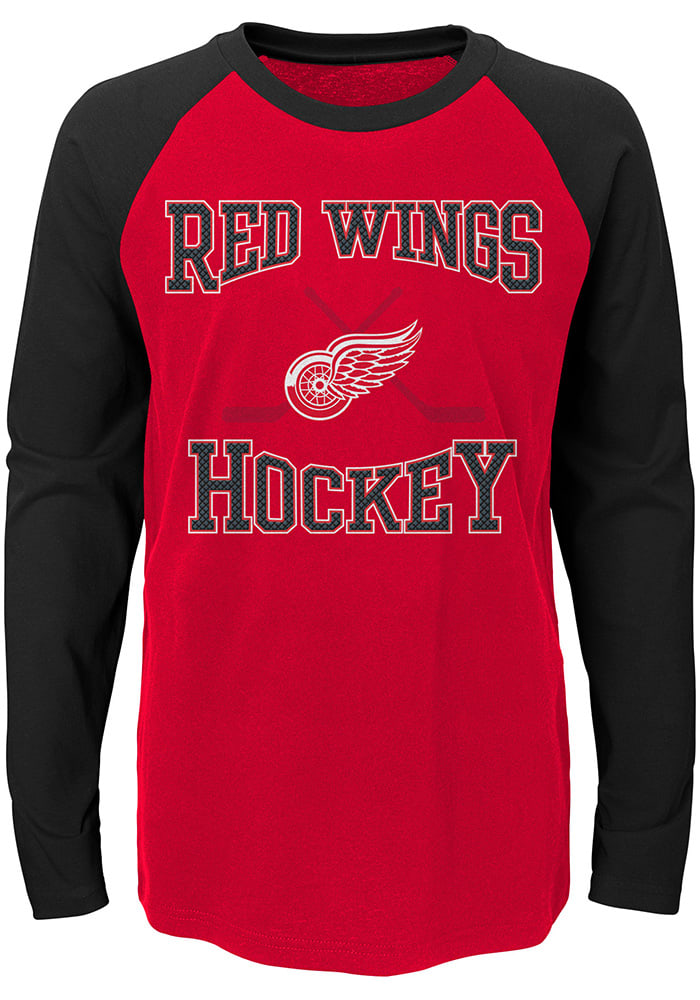 Detroit Red Wings Youth Red Morning Skate Long Sleeve Fashion T-Shirt