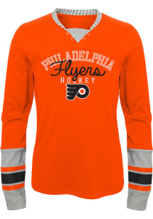 Philadelphia Flyers Girls Orange Skate Lace Long Sleeve T-shirt