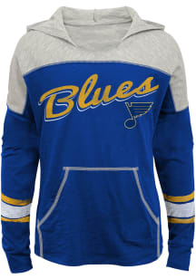 St Louis Blues Girls Blue Preseason- Slouchy Long Sleeve Hooded Sweatshirt