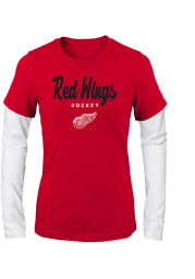Detroit Red Wings Girls Red Fan Essentials Long Sleeve T-shirt