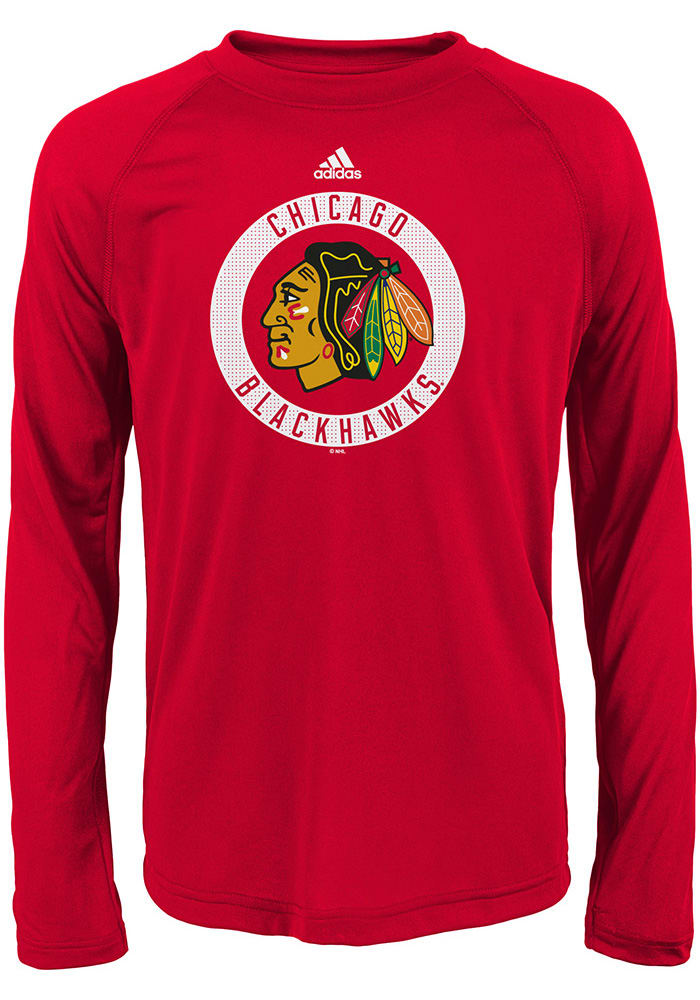 Chicago Blackhawks Youth Red Practice Graphic Long Sleeve T-Shirt