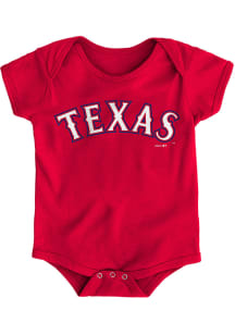 Texas Rangers Baby Red Road Wordmark Short Sleeve One Piece
