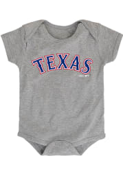Texas Rangers Baby Grey Road Wordmark Short Sleeve One Piece