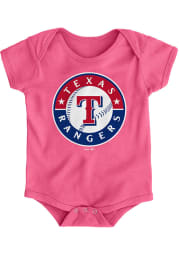 Texas Rangers Baby Pink Primary Short Sleeve One Piece