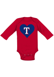 Texas Rangers Baby Red Heart LS Tops LS One Piece