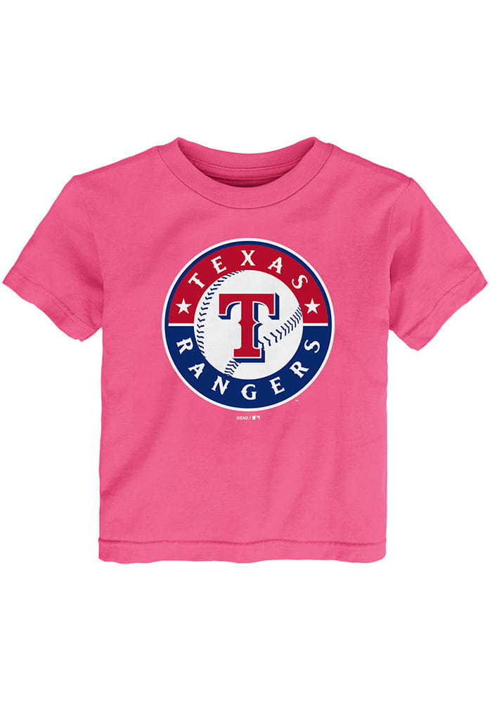 Texas Rangers Toddler Girls Pink Primary Short Sleeve T-Shirt, Pink, 100% Cotton, Size 2T, Rally House