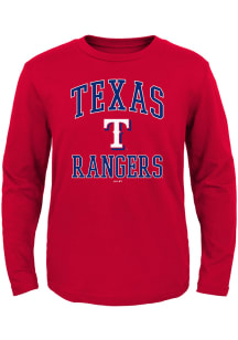 Texas Rangers Toddler Red #1 Design Long Sleeve T-Shirt