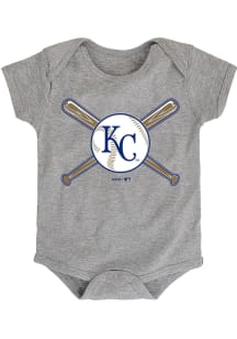 Kansas City Royals Baby Grey Crossed Bats Short Sleeve One Piece