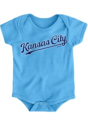 Kansas City Royals Baby Light Blue Road Wordmark Short Sleeve One Piece