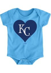 Kansas City Royals Baby Light Blue Heart Short Sleeve One Piece