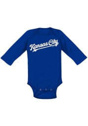 Kansas City Royals Baby Blue Road Wordmark Long Sleeve One Piece