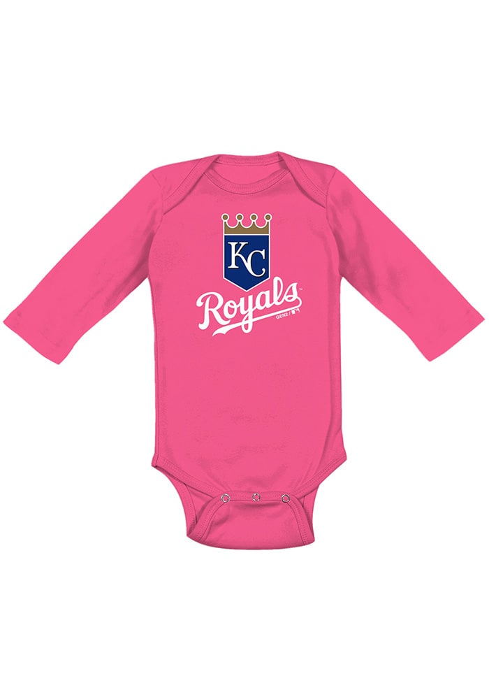 Kansas City Royals Girls Road Wordmark Short Sleeve T-Shirt - Pink