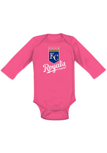 Kansas City Royals Baby Pink Primary LS Tops LS One Piece